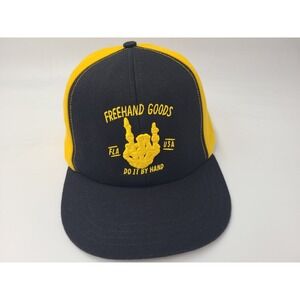 Freehand Goods Do It By Hand Unionwear Strapback Adjustable Hat Cap Black Yellow